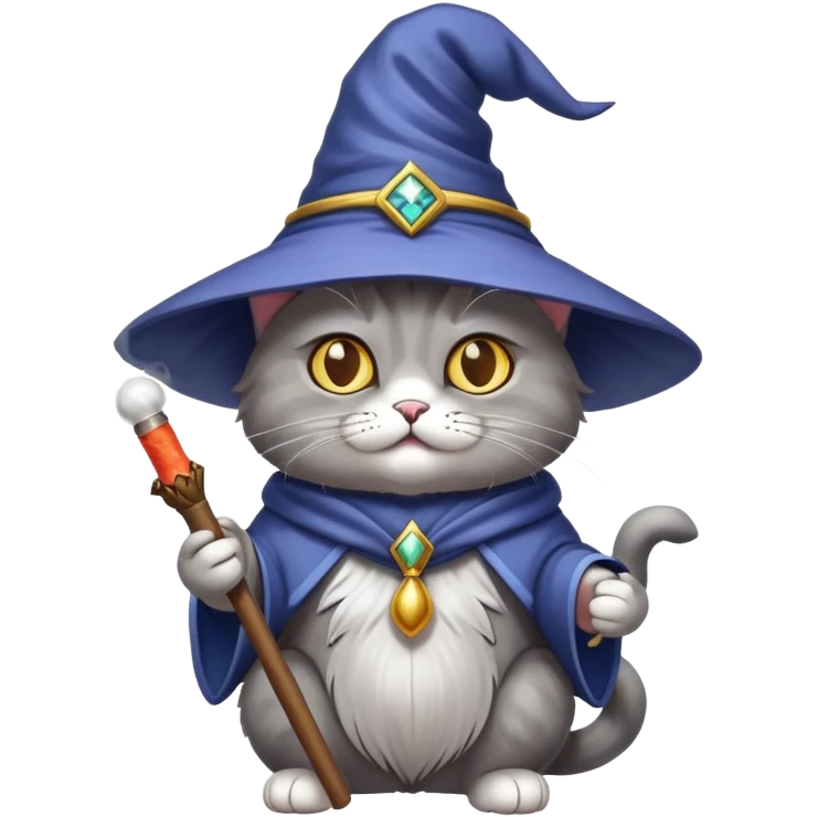 Cat that is a wizard and is smoking weed emoji