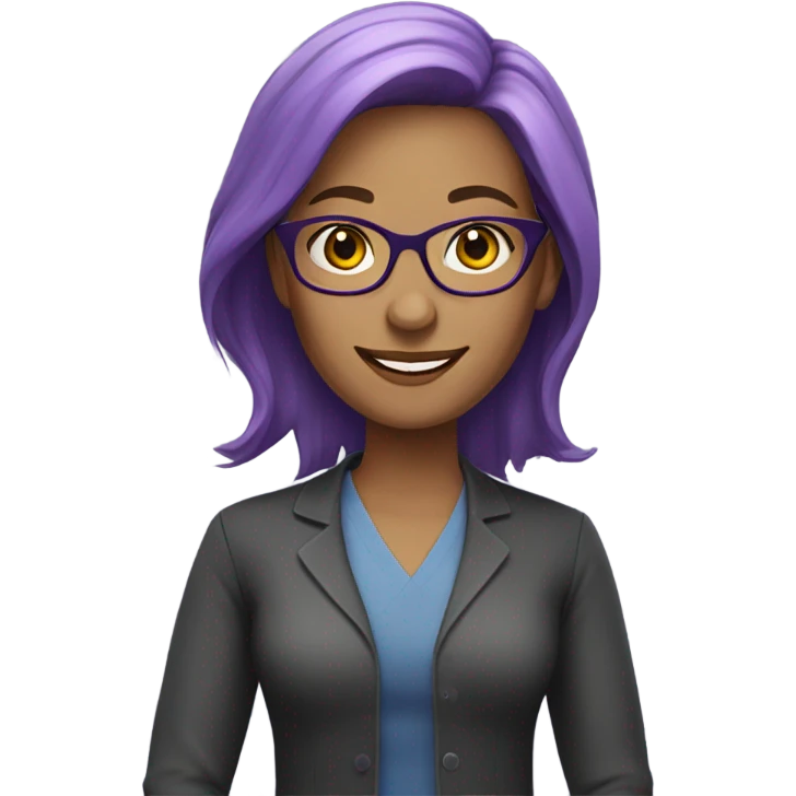 Smiling female teacher with middle length purple hair and glasses  emoji
