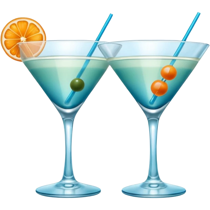 Create an two emoji of martini cocktail, cheers with blue lagoon cocktail emoji