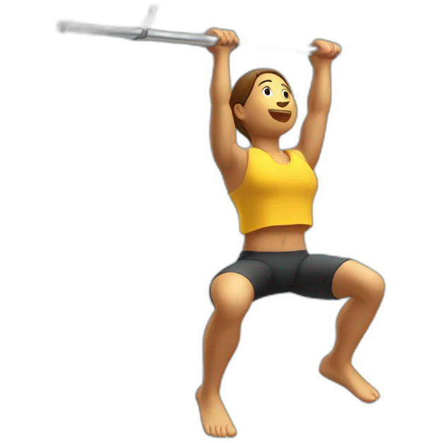 figure is performed on a pull-up bar from an inverted hang until the body is completely horizontal and straight with the front of the body facing upwards emoji