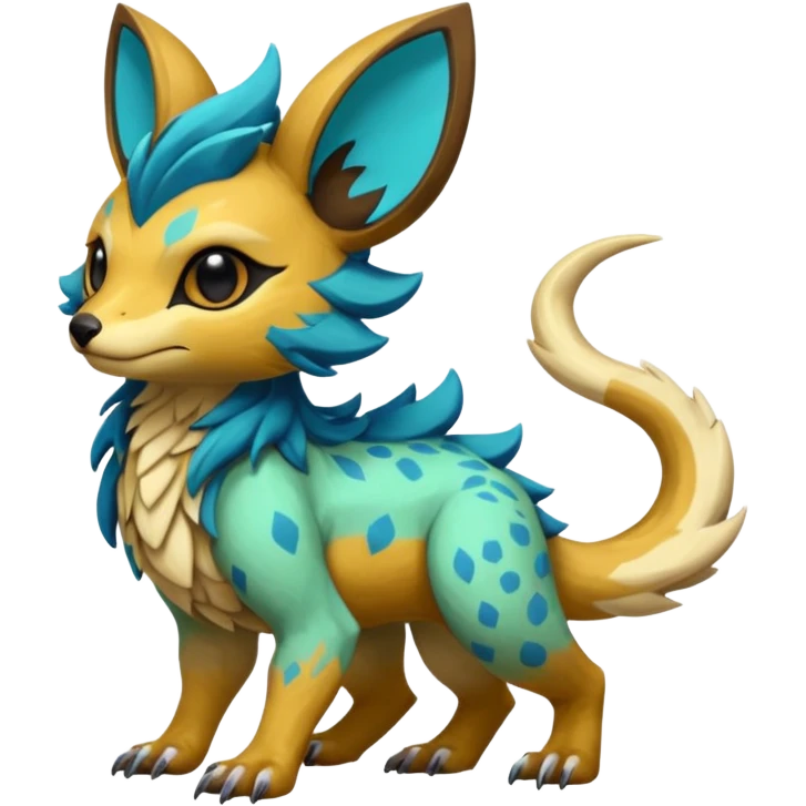 Rare realistic exotic cute epic pretty beautiful handsome gorgeous aesthetic colorful vibrant Vernid-Protogen-Primagen-Wickerbeast-species-Fakemon-creature by LiLaiRa, random markings, tufted ears, full body emoji