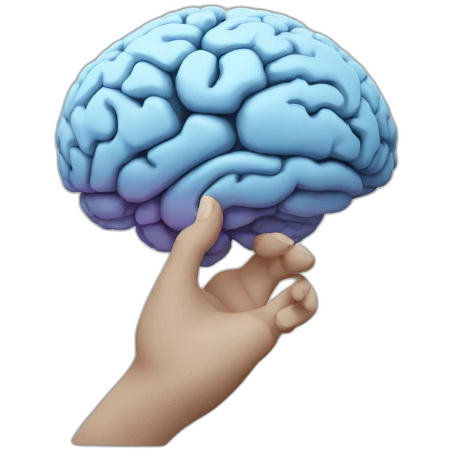 Hand with brain emoji