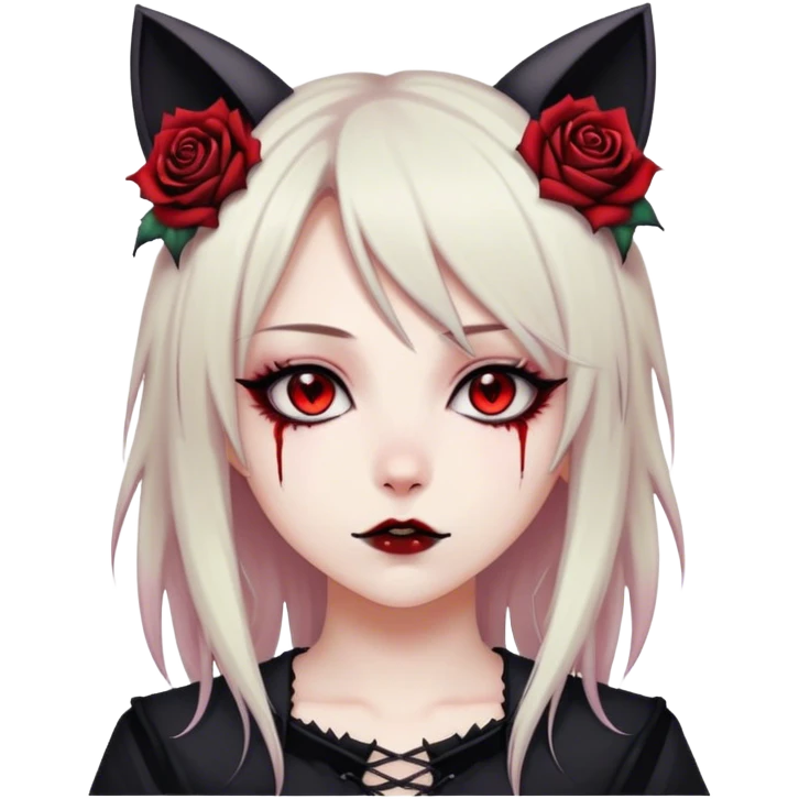 Bloody black rose anime gothic emo  beautiful gorgeous cool edgy cute lady with cat ears emoji