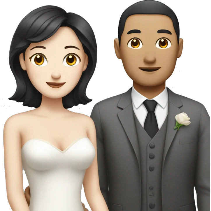Chinese men with white women as wife and husband emoji
