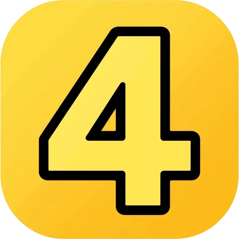 Number 4 on a yellow volumetric background emoji
