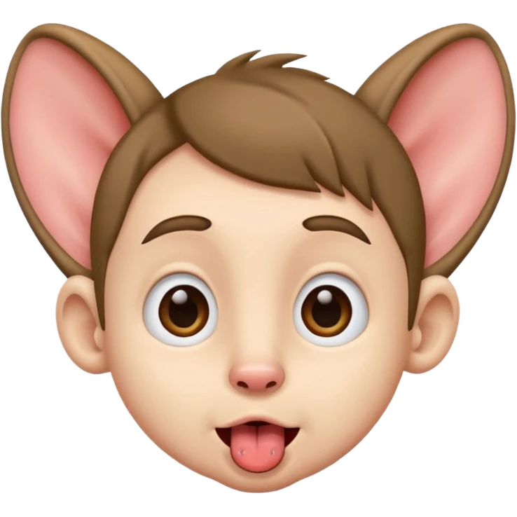 a boy with small eyes with big ears and with his tongue out emoji