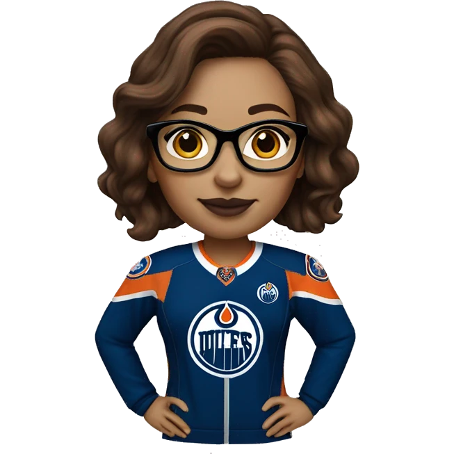 Edmonton oilers nhl female fan brown hair glasses emoji