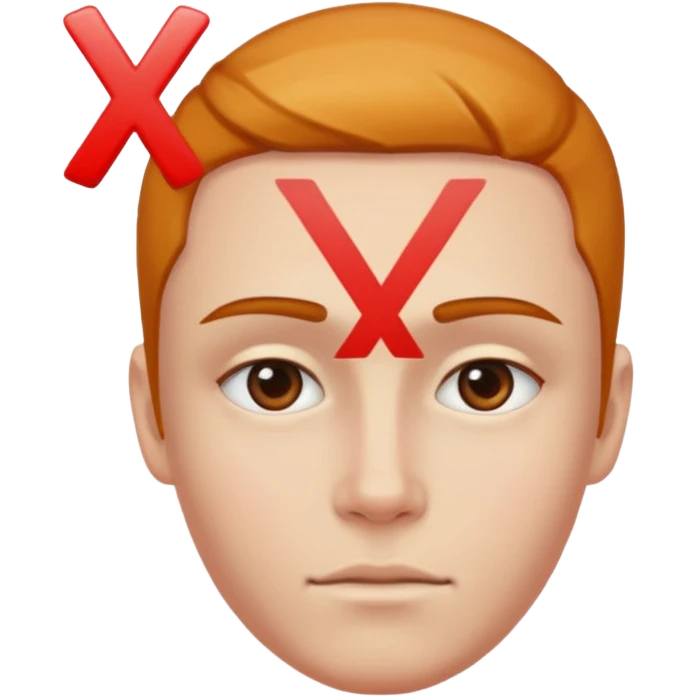 forhead with "X" text on it emoji