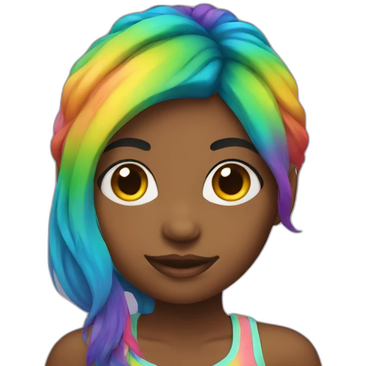 Girl with rainbow hair emoji