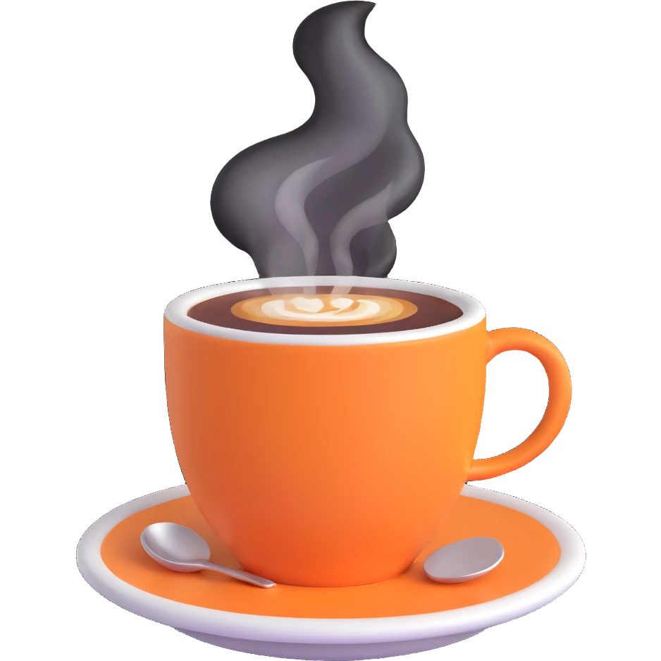 a cup of coffee with visible steam, modern inviting style emoji