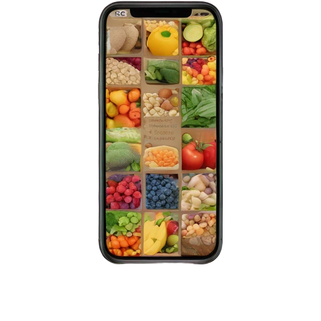 smartphone screen showing healthy eating emoji