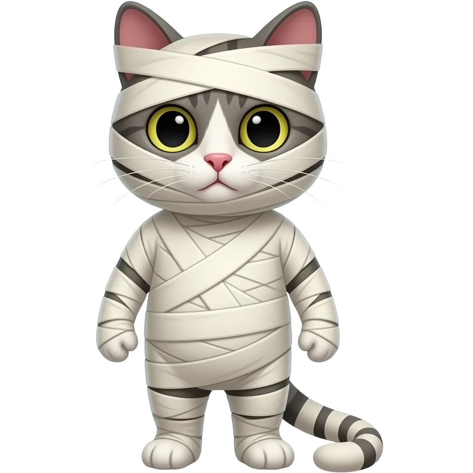 completely wrapped up mummified covered anthro cat emoji