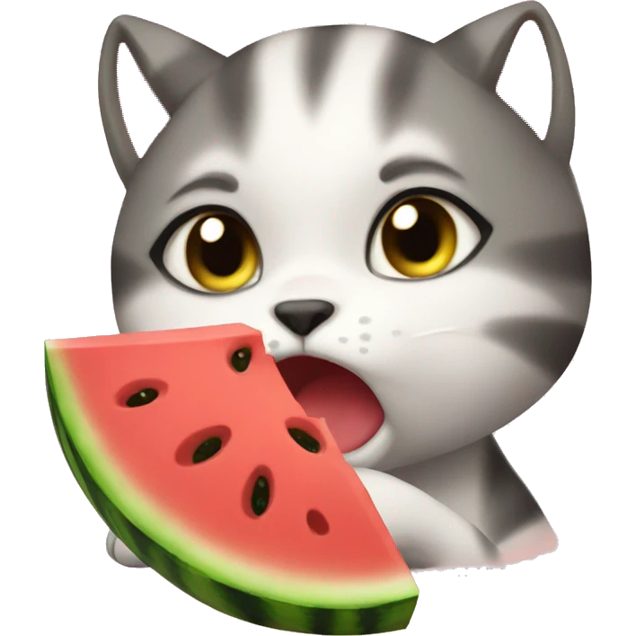 Crying cat eating watermelon  emoji