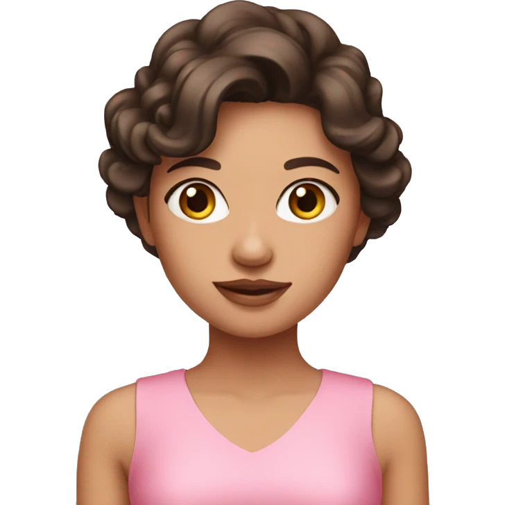 brunette girl in a pink dress emoji