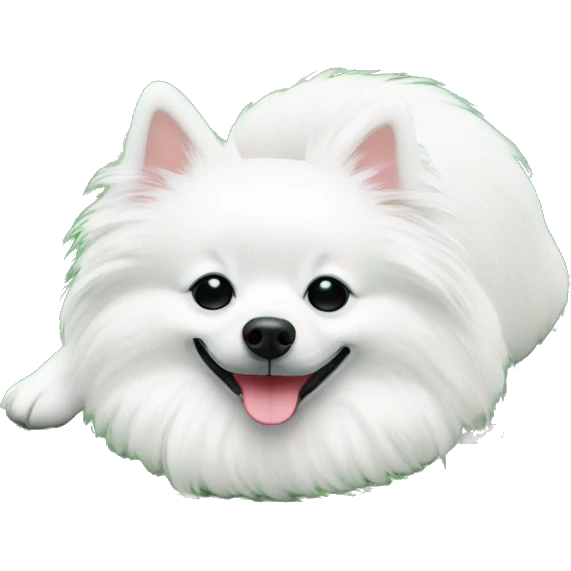 White german spitz sleep in the grass emoji