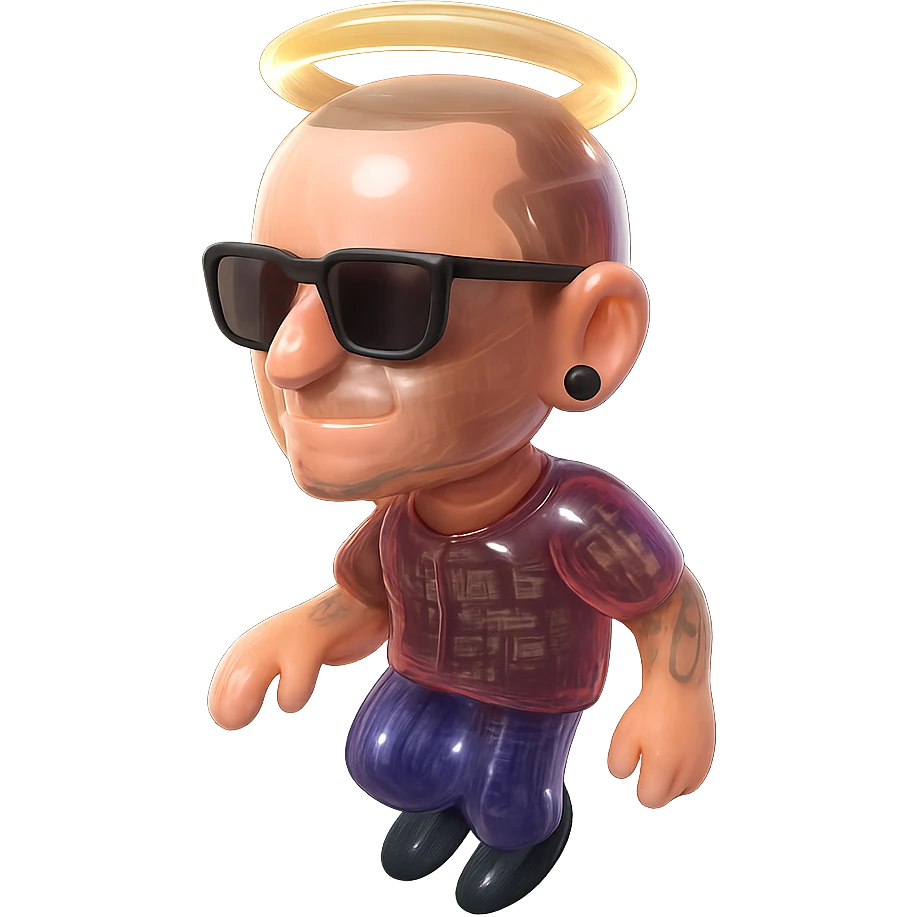 Chester Bennington from Linkin Park with a holy halo emoji