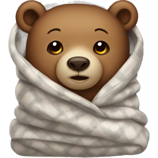 bear cozy in blanket emoji