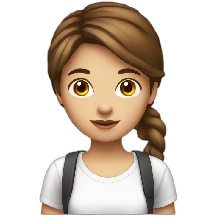 brown hair girl with smartphone and white T-shirt emoji