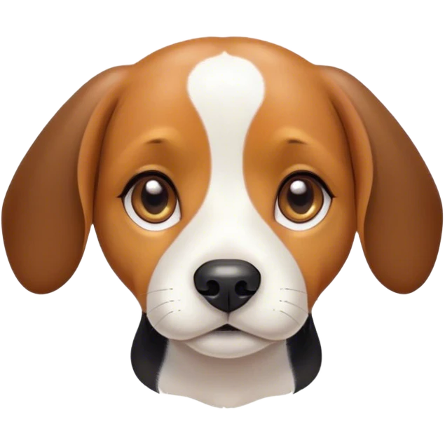 Cinematic Cute Tri-Color Beagle Portrait Emoji, Head tilted playfully and inquisitively, featuring a soft tri-color coat of white, brown, and black with floppy ears, round, sparkling hazel eyes filled with curiosity, Simplified yet irresistibly adorable features, highly detailed, glowing with a warm, friendly glow, high shine, affectionate and lively, stylized with a touch of whimsy, bright and endearing, soft glowing outline, capturing the essence of a mischievous yet loving pup, so playful it feels like it could bound out of the screen and into your arms! emoji
