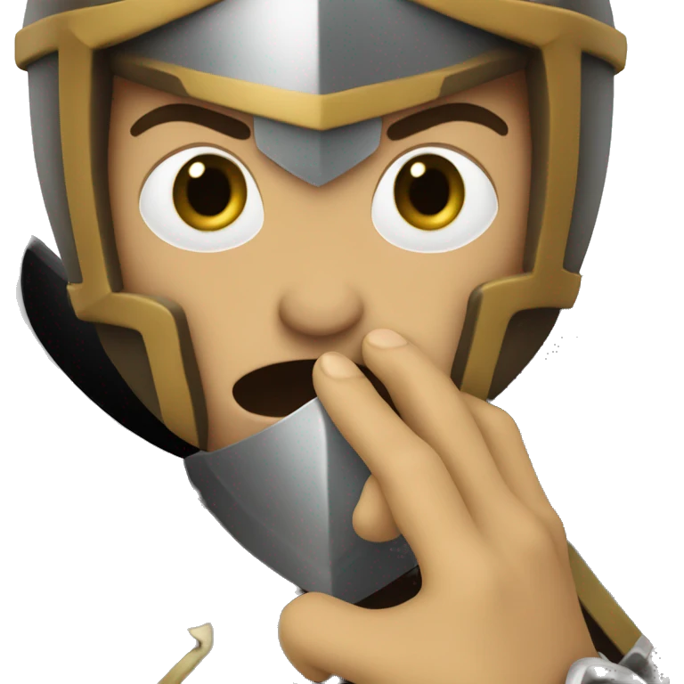 knight holding finger over mouth shh people  emoji