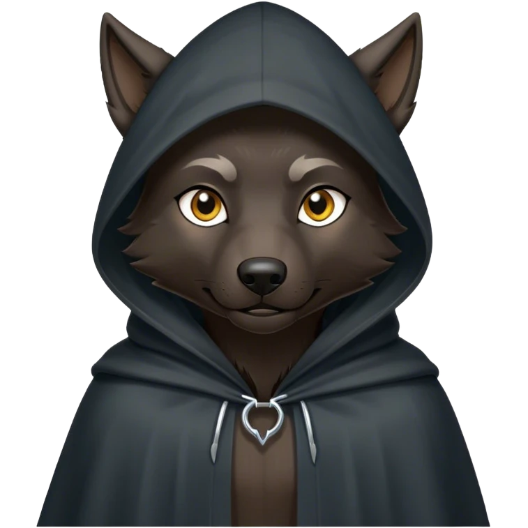 black wolf praying with black hooded cloak emoji