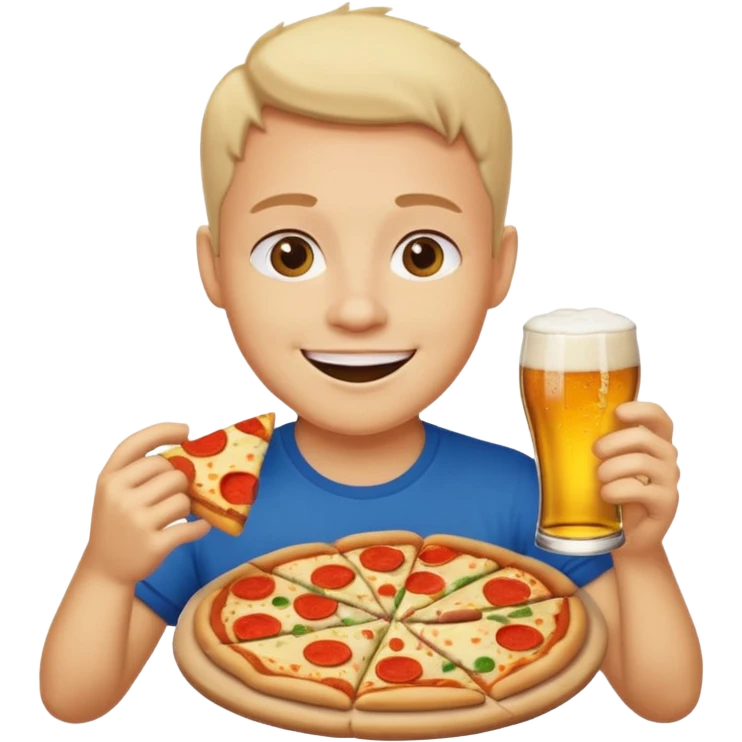 Enjoying pizza and beer  emoji