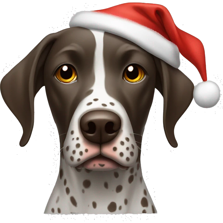 german short haired pointer with christmas hat on emoji