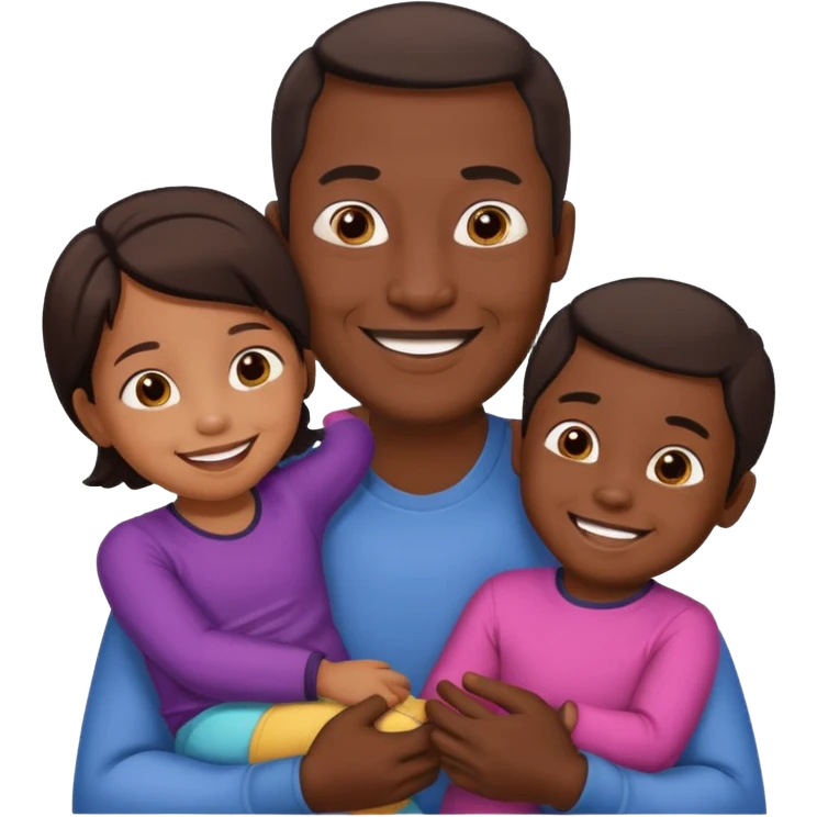 Indonesian father with son and daughter, playful scene emoji