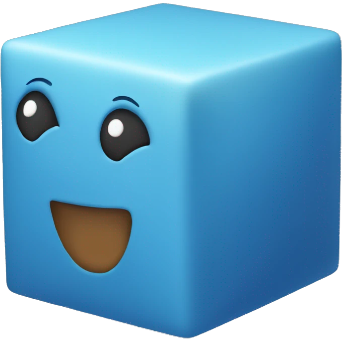 A blue cube with face emoji