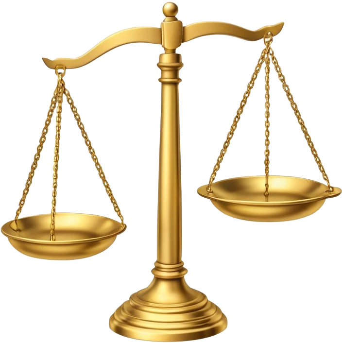 Scales of justice with gavel emoji