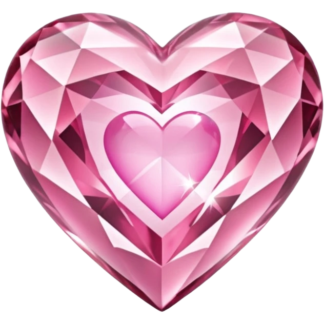 crystal clear diamond heart with one mini pink heart inside of it  emoji