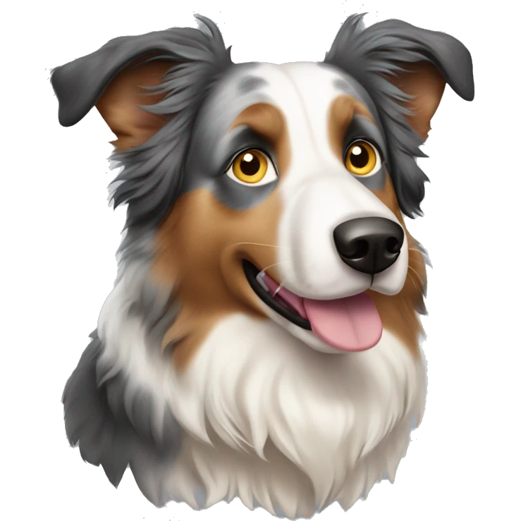 very old and fragile australian shepherd with pointy ears walking emoji