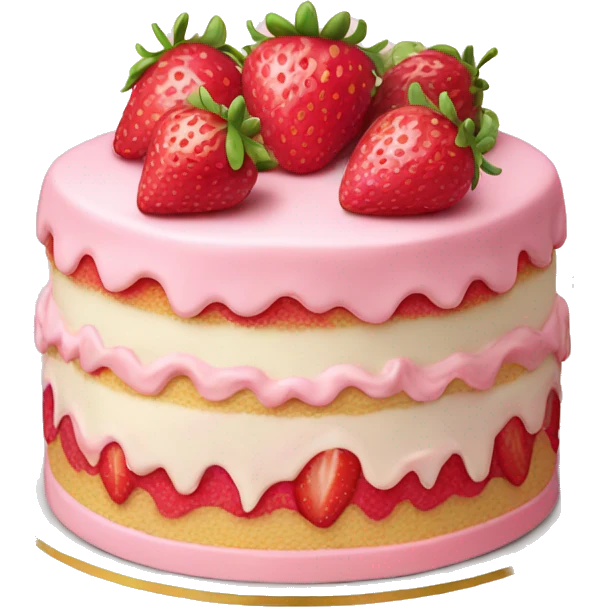 Pink strawberries and cream birthday cake  emoji