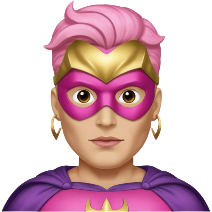 mask wearing man superhero pink with big earrings emoji