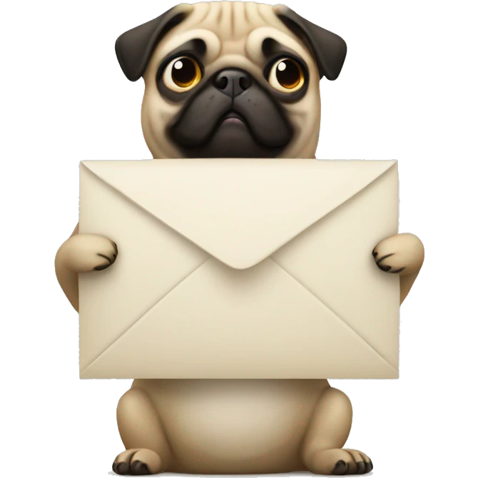 Pug holding the letter W emoji