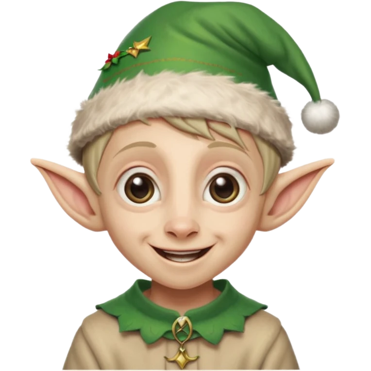 dobby from harry potter smiling and wearing a christmas elf hat emoji