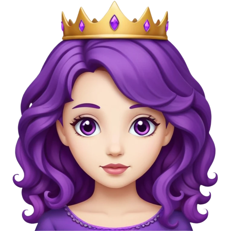 Beautiful princess with purple wavy  hair emoji
