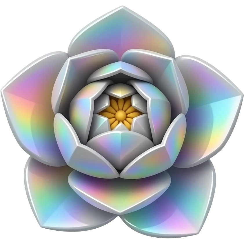 Highly realistic Origami perfectly shaped, blossoming isolated 3d rendering flower that is made with a shimmering layer of Rainbow Moonstone acrylic glass with a slight rainbow effect, high quality, high definition, must have no emoji icons no emoji faces. emoji