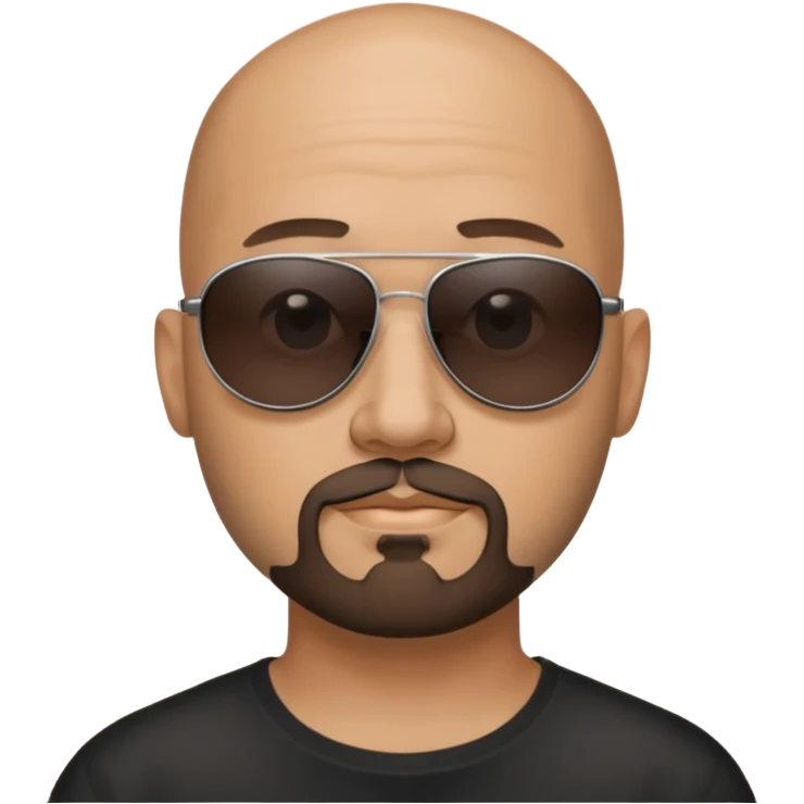 Bald man, wearing black fashion sunglasses, goatee beard emoji