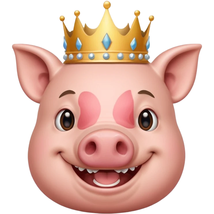 PIG SMILE LIKE CHARK FACE WITH CROWN  emoji