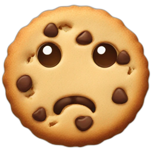 Cookie with a small bite and cute eyes emoji