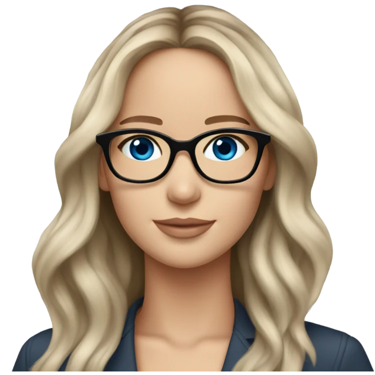 brunette Jennifer Lawrence wearing glasses and blue eyes  emoji