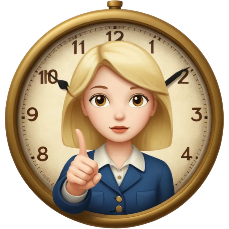  girl pointing at a clock emoji