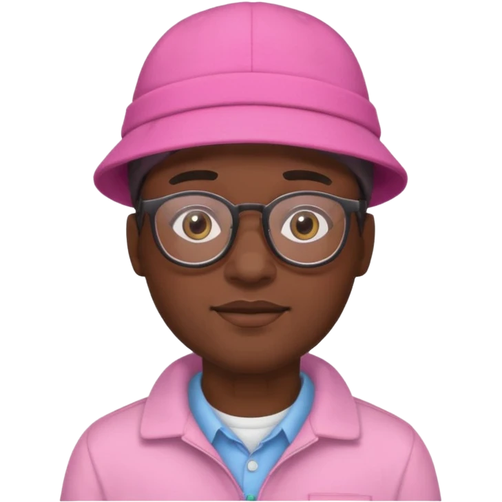black man with glasess wear pink hat  emoji