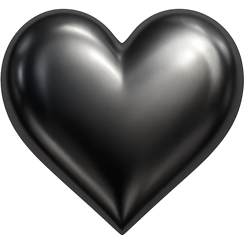 heart with a metallic gunmetal finish, digital illustration emoji