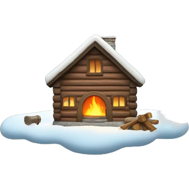 A cozy cabin with smoke curling from the chimney emoji