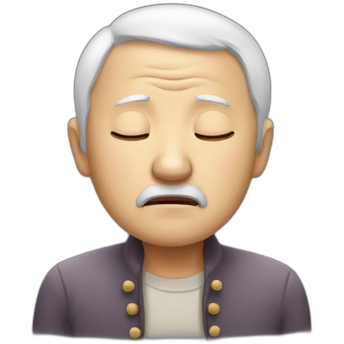 Chinese old guy very sleepy emoji