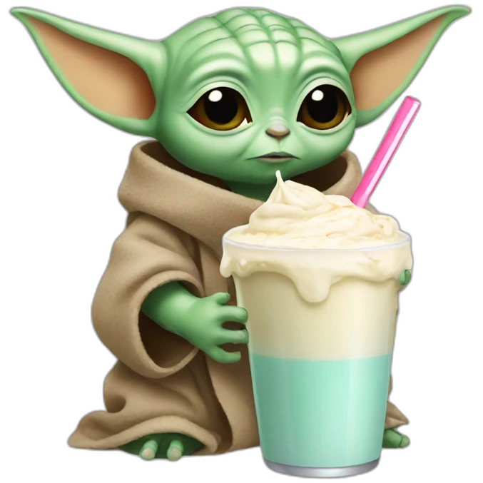 baby yoda drinking a milkshake emoji