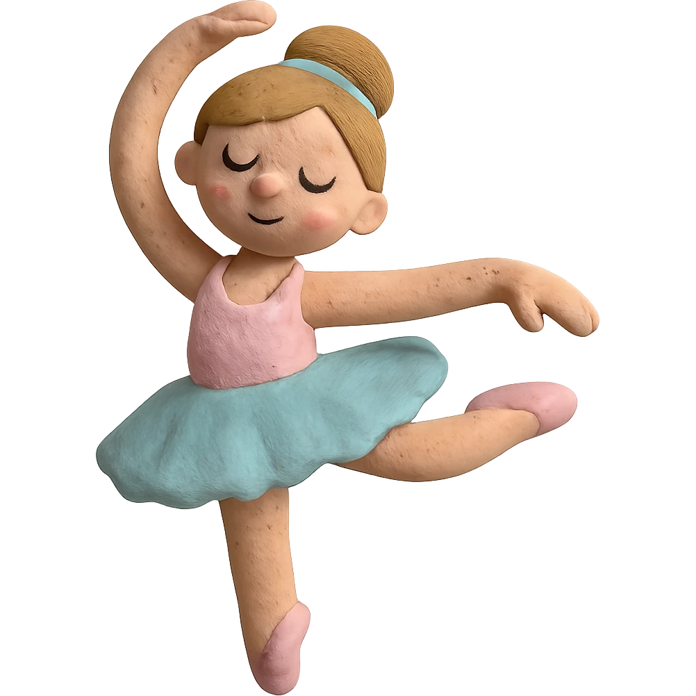 claymation style ballerina girl, visible fingerprints, pastel colors emoji