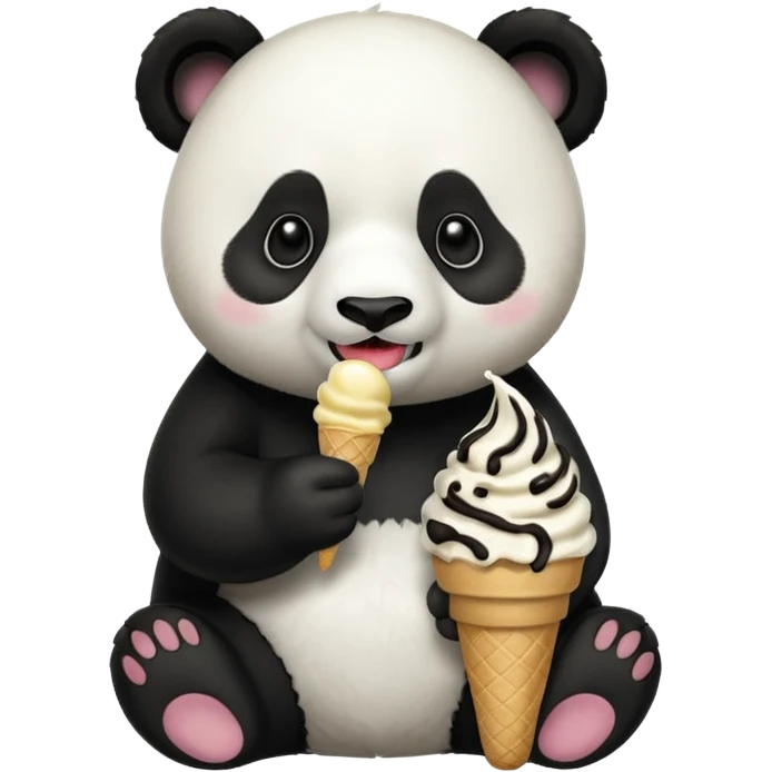Panda eating ice cream emoji